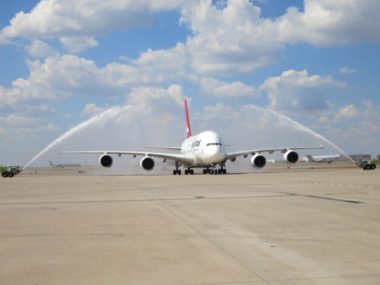 plane water salute